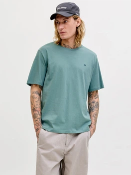 Футболка бавовняна довга чоловіча Jack & Jones 12245087 XL Mineral Blue (5715830459847)