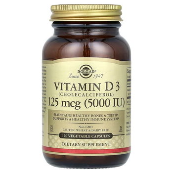 Вітамін D3, SOLGAR "Vitamin D3 (Cholecalciferol)" холекальциферол, 5000 МО (120 капсул)