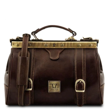 Мужская сумка-саквояж Tuscany Leather из итальянской натуральной кожи с двумя отделениями темно-коричневая MONA-LISA TL10034