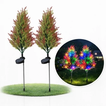 Садовый светильник на солнечной батарее Кипарис ёлочка RGB LED 2 шт цветная лампа для сада террасы балкона уличный фонарь датчик