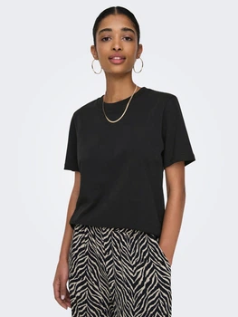 Футболка бавовняна жіноча ONLY 15320892 L Black (5715510335928)