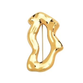 Брошь из стали BROCHE бижутерия Модерн Оазис золотистая BRSF115350