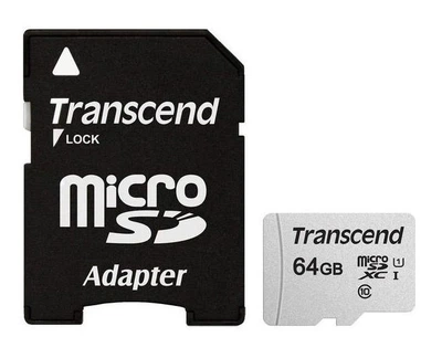 Карта пам'яті microSD 64Gb Transcend 300S Class 10 UHS-I U1 + адаптер SD (TS64GUSD300S-A)