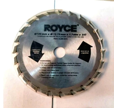 Диск отрезной для циркулярной пилы Royce TJ-350 100 мм, 24 зуба