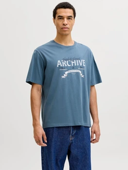 Футболка хлопковая длинная мужская Jack & Jones 12290417 M Blue Mirage (5715830432321)