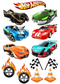 Цукрова картинка на папері а4, харчовий друк, hotwheels - топери на торт, їстівний декор