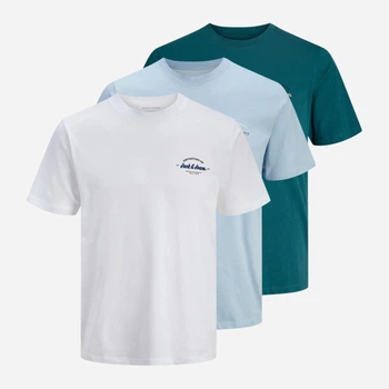 Набор футболок хлопковых длинных мужских Jack & Jones 12297298 S 3 шт Celestial Blue (5715865859636)