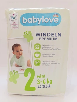 Підгузники Babylove 2, Premium Mini (3-6кг), 42 шт в пачці