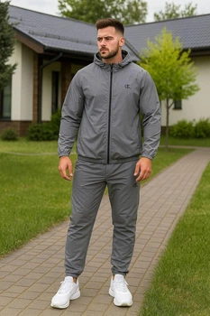 Чоловічий cпортивний костюм плащівка вітрівка штани сірий 2XL pvlnks-218