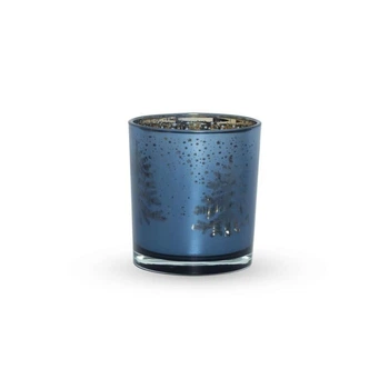 Свічник скляний Ялинка синій 7,3х8см (3007159)