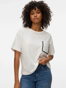 Футболка хлопковая женская Vero Moda 10342355 L Snow White (5715867585670)