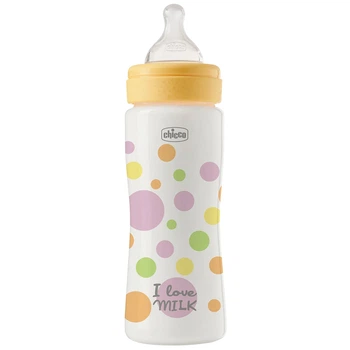 Бутылочка пластик Chicco PERFECT Easy, 330 мл, соска силікон, 4 м+, Желтый