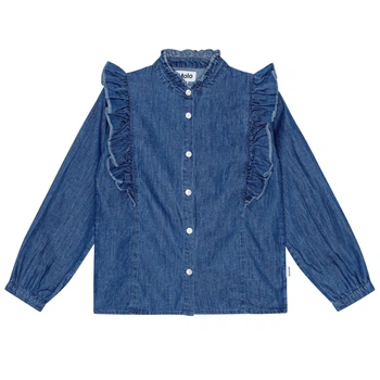 Рубашка джинсовая Molo Raphaella Mid Blue Wash, цвет синий, размер 122/128 (2W24C202.8074)