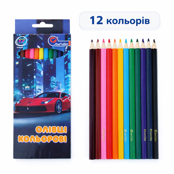 Карандаши цветные дерево "Sportcar" 7303-12A, 12 цветов