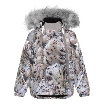 Термокуртка Molo Hopla Fur Snowy Leopards, цвет бежевый, размер 80 (5W21M301.6348)