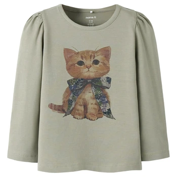 Реглан Name it Sweet Meow, колір оливковий, розмір 110 (261.13252729.SHAD)
