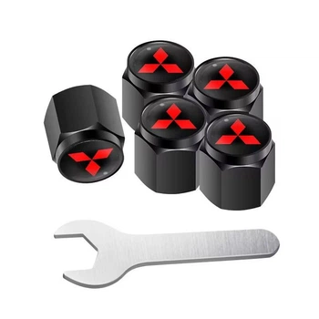 Металлические колпачки на ниппель с логотипом Mitsubishi чёрные 5 шт