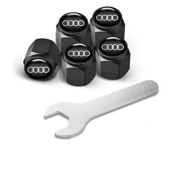 Металлические колпачки на ниппель с логотипом Audi чёрные 5 шт