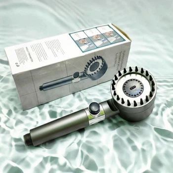 Массажная душевая лейка TURBOCHARGED SHOWER HEAD с фильтром и кнопкой Start-Stop (Graphite) + 3 запасных фильтра