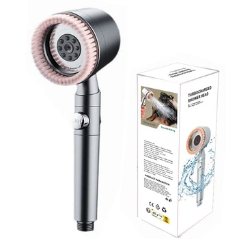 Массажная душевая лейка-щетка TURBOCHARGED SHOWER HEAD Brush 5 режимов Черная (комплект из 4 фильтров)