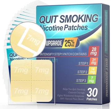 Никотиновые пластыри WOFANLI Quit Smoking Patches 7-28 мг Уровень 1-3 (в упаковке 30 шт)