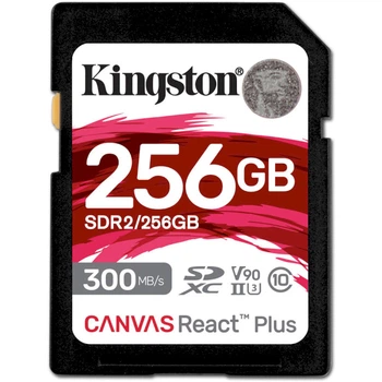 Карта пам'яті SDXC Kingston Canvas React Plus 256GB C10 UHS-II U3 V90 R 300 Mb/s W 260 Mb/s Black (SDR2/256GB)