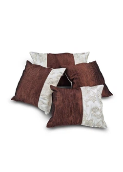 Комплект декоративних подушок Firanka Damask 57х37см 1шт, 40х30см 1шт, 38х38см 2шт молочні з коричневим (п_0865)