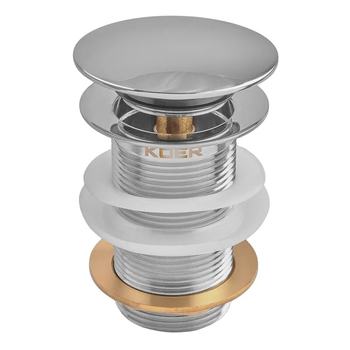 Донный клапан для раковины Koer PW-12-01 1 1/4'' без перелива автоматический СLICK-СLACK (Цвет хром ) (KR5798)