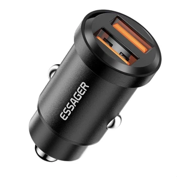 Автомобільний зарядний пристрій ESSAGER Gyroscope Mini Dual USB QC3.0 30W Black (ECC2A-TL01)
