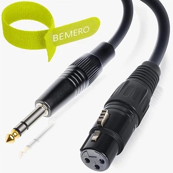 Кабель BEMERO XLR мама – Jack 6.3 мм TRS, 1.5 м, балансный, экранированный, черный + Velcro