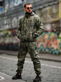 Спортивний костюм Stone Island ПП8231 хакі з плащівки з капюшоном демісезонний XXXL