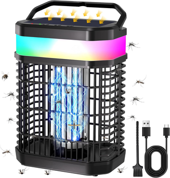 Солнечный уничтожитель насекомых Solar Bug Zapper OSFK-01 4000В с аккумулятором 5500мАч черный для улицы