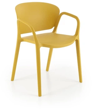 Стілець для кухні Halmar K491 пластиковий з підлокітниками Гірчичний (5905248125865)