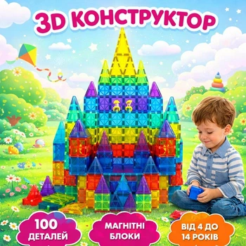 Конструктор магнитный Детский на 100 деталей