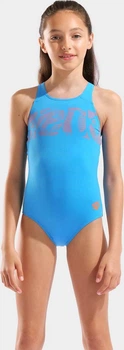 Купальник слитный для девушек Arena GRAPHIC SWIMSUIT V BACK голубой Дит 128 см