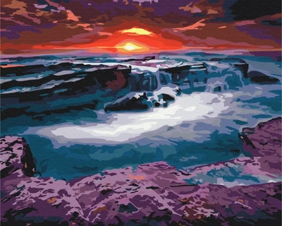 Картина за номерами Захід біля водопаду Brushme 40x50 (BS23748)