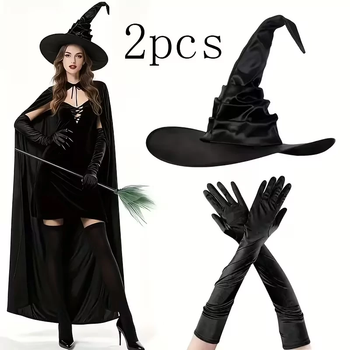Уникальная шляпа Ведьмы с перчатками комплект [BU8074501] Black