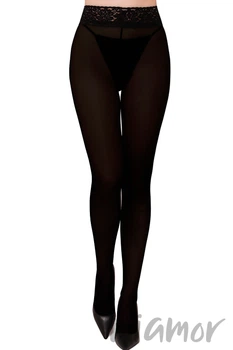 Колготки плотные с кружевным поясом Annes Sensual 100 1/2 Nero