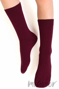 Носки детские в рубчик из мериносовой шерсти STEVEN 130 Merino Wool Kids 26-28 Бордо