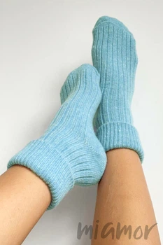 Носки теплые шерстяные в рубчик Lambswool 8011 35-40 Світло-блакитний