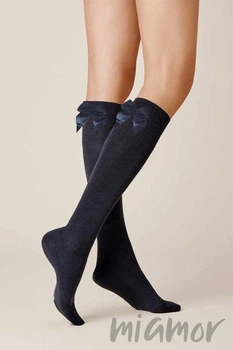 Гольфы тонкие с шерстью и бантом InSecret W615 Wool 36-41 Графит
