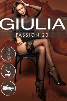 Чулки с широким кружевом Giulia PASSION 20 3/4 Nero