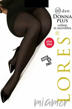 Колготки большого размера с микрофиброй Lores Donna Plus 60den 6 Nero