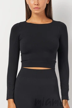 Топ-лонгслів безшовний з довгим рукавом Giulia Crop Top Black S/M Чорний
