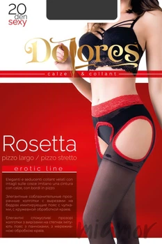 Чулки-колготки с кружевным поясом DOLORES Rosetta 20 1/2 Nero/rosso