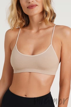 Топ бесшовный в рубчик GIULIA CAMI TOP RIB NATURALE S/M Бежевый