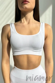 Топ на широких бретелях в рубчик InSecret Top Basic Ribbed WHITE L/XL Білий