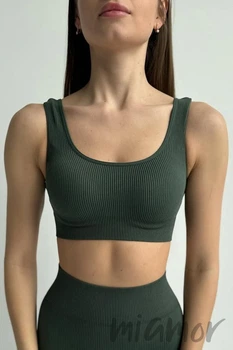 Топ на широких бретелях в рубчик InSecret Top Basic Ribbed KHAKI L/XL Хакі