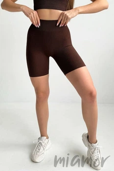 Велосипедки безшовні в рубчик InSecret Tracks Ribbed Basic CHICORY COFFEE L/XL Темно-коричневі
