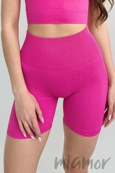Велосипедки безшовні в рубчик InSecret Tracks Ribbed Basic FUCHSIA FEDORA S/M Фуксія